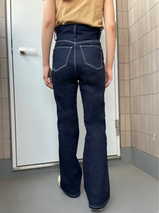high waist flred denim