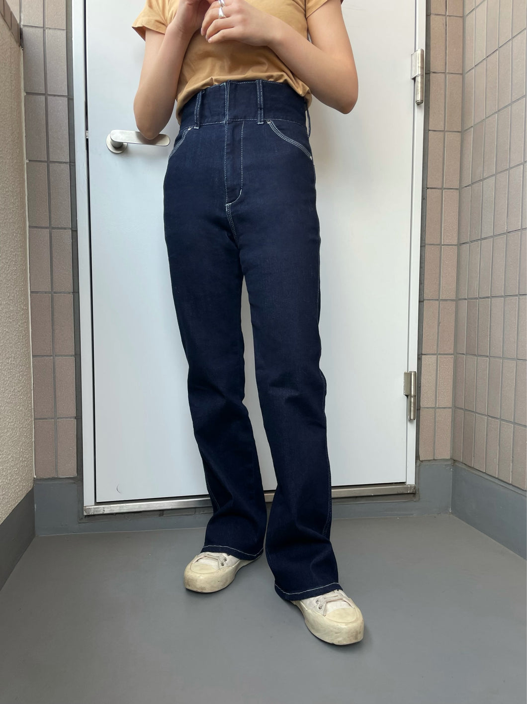 high waist flred denim
