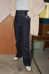 high waist flred denim