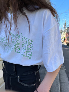 white / hey vintage print T