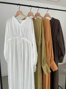V-neck gathered dress