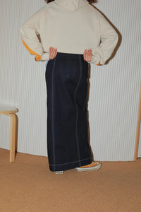 denim long skirt